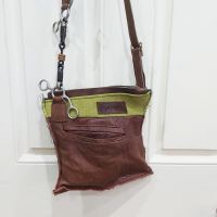 Tom Thumb Bit Brown Leather Tartan Handbag Upcycled - Joey D