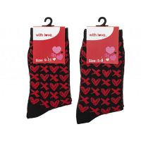 Heart & Kisses Black Socks - 2 Sizes - Valentines Love