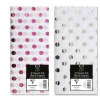 Spot Foiled Tissue Paper - 6 sheets - Eurowrap - 2 Colours
