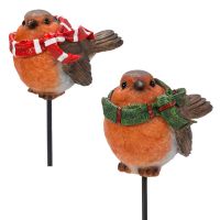 Christmas Robin With Scarf - Plant Pal - Garden Ornament Gift - Indoor Outdoor - 2 Colours Vivid Arts