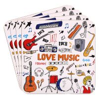 Love Music Guitar Drums Coasters - Set of 4 - Lesser & Pavey