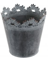 Zinc Floral Chartwell Tall Round Garden Planter Pot