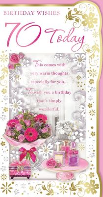70th Birthday Card - Female - Bouquet Flowers