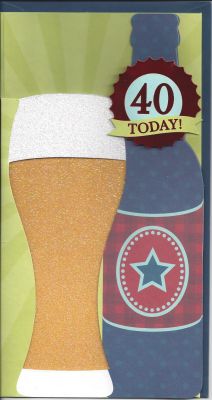 40th Birthday Card - Male - Beer Pint Glitter