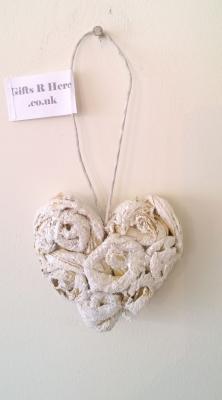 White Raffia Heart Decoration 