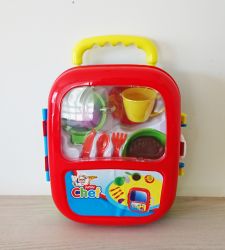 Tea Set in Wheelie Trolley - Pretend Play Young Chef