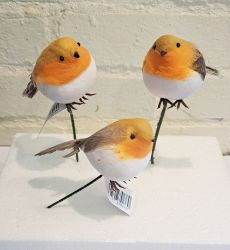 Robin Fat Reggie Bird Pick x 3 - 18cm - Sincere