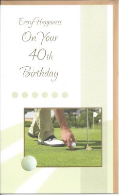 40th Birthday Card - Male - Golf