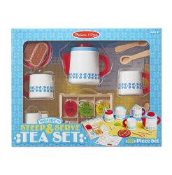 Melissa & Doug Wooden Steep & Serve Tea & Biscuits 15 Piece Pretend Play Set