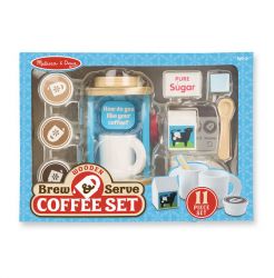Melissa & Doug Wooden Brew & Serve Coffee 11 Piece Pretend Play Set