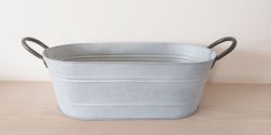Zinc Metal Oval Garden Planter Trough With Handles - 2 Sizes