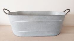 Zinc Metal Oval Garden Planter Trough With Handles - 2 Sizes