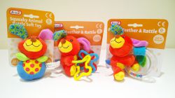 Baby Rattle & Squeak Toy Teether Set of 3 