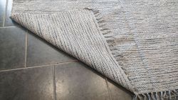Large Grey Handloomed Natural Recycled Yarn Rug - 180cm x 245cm 