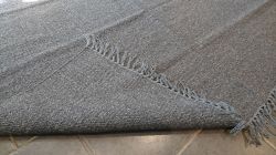 Large Dark Grey Handloomed Natural Recycled Yarn Rug - 180cm x 245cm 