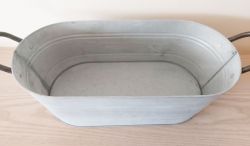 Zinc Metal Oval Garden Planter Trough With Handles - 2 Sizes