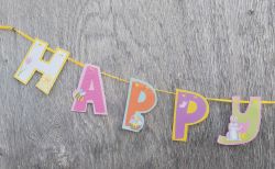 Happy Easter Banner Garland Bunting - Egg Hunt Party Decoration