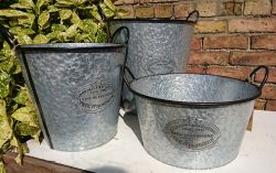 Zinc Metal Extra Large Tall Garden Planter Badge & Ear Handles