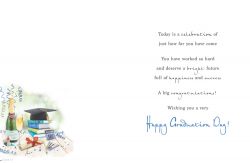 Graduation Day Card - Blue Champagne Cap books - Regal