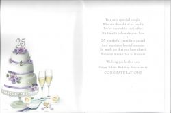 Wedding Anniversary Card - On Your Silver 25 25th Anniversary - Regal