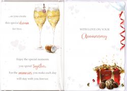 Wedding Anniversary Card - Your - Champagne - 3 Fold Glitter - Out of the Blue