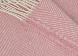 Tweedmill Herringbone Throw 100% Pure New Wool - Dusky Pink & Pearl