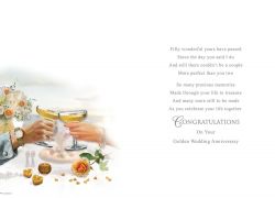 Wedding Anniversary Card - Golden 50th - Champagne - Glitter - Regal
