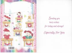 Thank You Teacher Card - Pink Girls - Flag