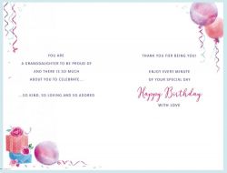 Birthday Card - Large -  Beautiful Granddaughter - Girl Balloons - Regal