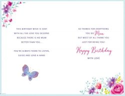 Birthday Card - Large - Amazing Mum - Butterfly - Regal