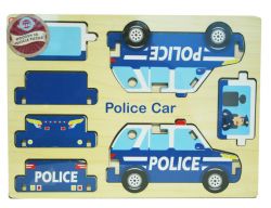 Wooden 3D Vehicles Jigsaw Puzzle - Police Tractor Fire - Set of 3