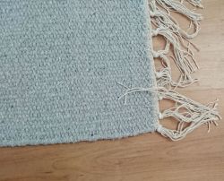 Tripata 3 Grey Panel Handloomed Natural Recycled Yarn Rug - 75cm x 135cm