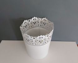 White Gloss Metal Floral Garden Planter Pot