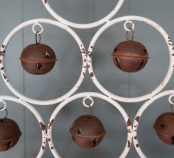 Christmas White Metal Bauble Bell Tree - Rustic 85cm 