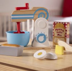 Melissa & Doug Wooden Cake Baking Mixer 11 Piece Pretend Play Set