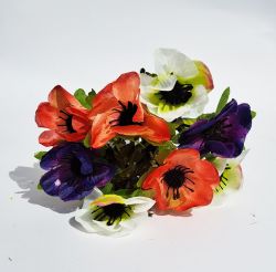 Anemone Artificial Bunch Flowers - 9 flowers - 6 Colours - Sincere