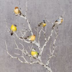Garden Birds Clip on Set of 6 Decoration - 5cm - Floralsilk