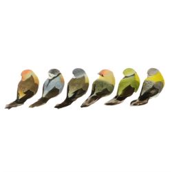 Garden Birds Clip on Set of 6 Decoration - 5cm - Floralsilk