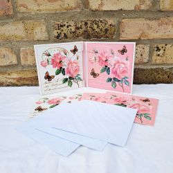 Mum Rose Gift Set - Mug Flower Notelets Marshmallows Pen Gift Wrapped
