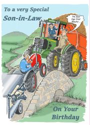 Birthday Card - Son in Law - Age Over Beauty - Farm Tractor - Funny Gift Envy