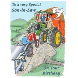 Birthday Card - Son in Law - Age Over Beauty - Farm Tractor - Funny Gift Envy