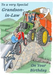 Birthday Card - Grandson in Law - Age Over Beauty - Farm Tractor - Funny Gift Envy