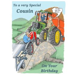 Birthday Card - Cousin - Age Over Beauty - Farm Tractor - Funny Gift Envy