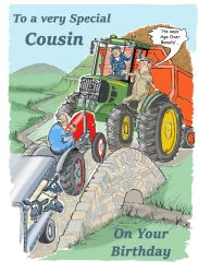 Birthday Card - Cousin - Age Over Beauty - Farm Tractor - Funny Gift Envy