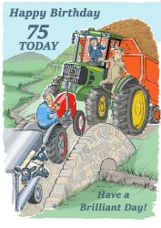 75th Birthday Card - Age Over Beauty - Farm Tractor - Funny Gift Envy