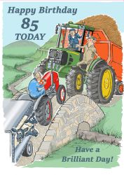 85th Birthday Card - Age Over Beauty - Farm Tractor - Funny Gift Envy