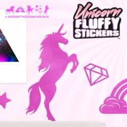 Unicorn Fluffy Wall Stickers - Pink