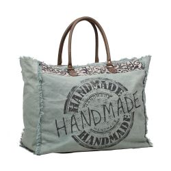 Handmade Print Green Weekend Overnight Canvas Bag - S-1197 - Myra