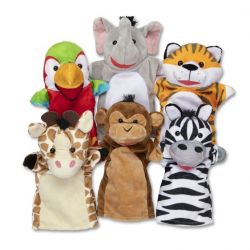 Melissa & Doug Safari Friends Buddies Hand Puppet Set of 6
