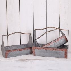 Distressed Look Zinc Large Garden Planter Bucket with Handle - 3 Sizes